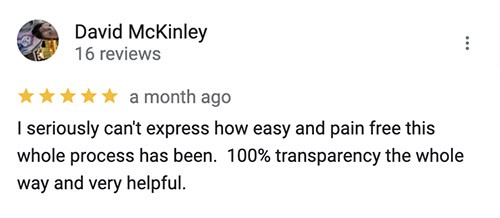 Google Review for Allora Homes from David McKinley